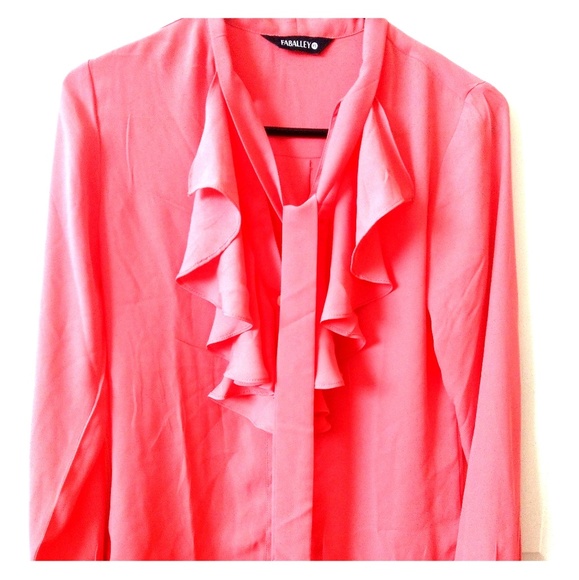 Orange ruffle blouse with tie - Picture 1 of 5
